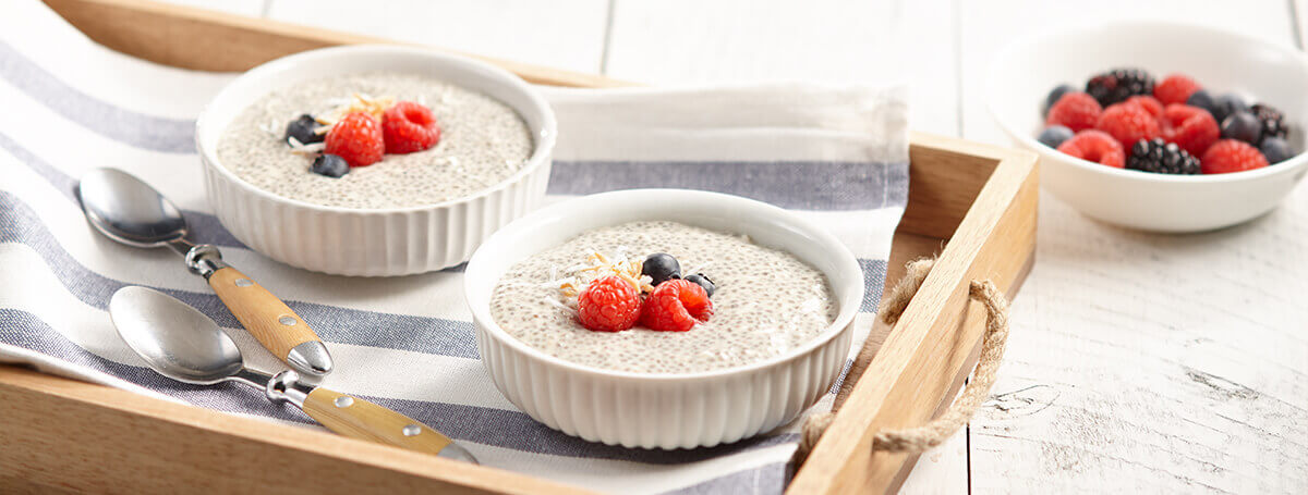 Vanilla coconut chia pudding recipe made with Ensure® scFOS Fibre‡‡